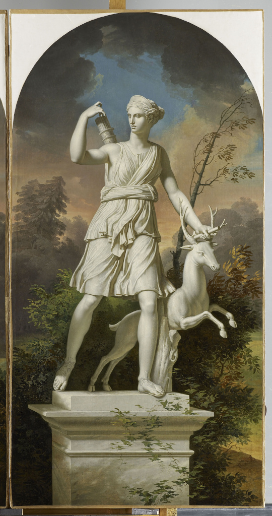Charles Meynier Statue de Diane chasseresse sur fond de paysage Images d’Art