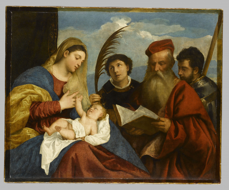 Titien | La Vierge et l'Enfant avec saint Etienne, saint Jérôme et saint Maurice | Images d'Art