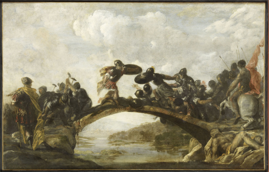 circle of Francesco Maffei Scène de bataille combat d'Horatius