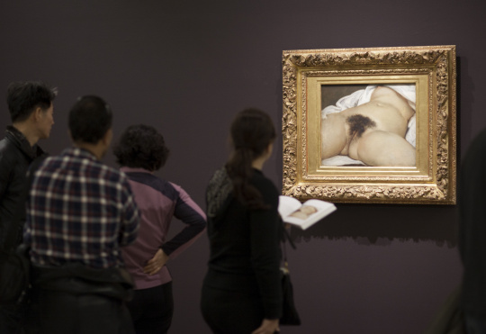 Public devant le tableau de G.Courbet : L'Origine du monde | Images d'Art