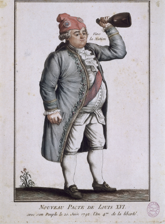 Louis XVI (1754-1793) coiffé d&39;un bonnet phrygien présenté par la  nation, 20 juin 1792