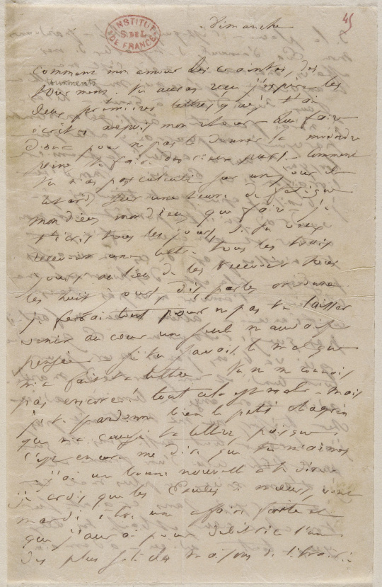 Honore De Balzac Lettre De Balzac A Madame Hanska Dimanche Images D Art